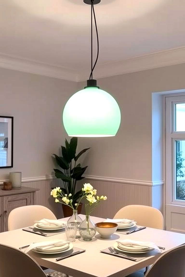 Mint Green Lighting Fixtures for a Soft Glow - 24 Green Dining Room Ideas