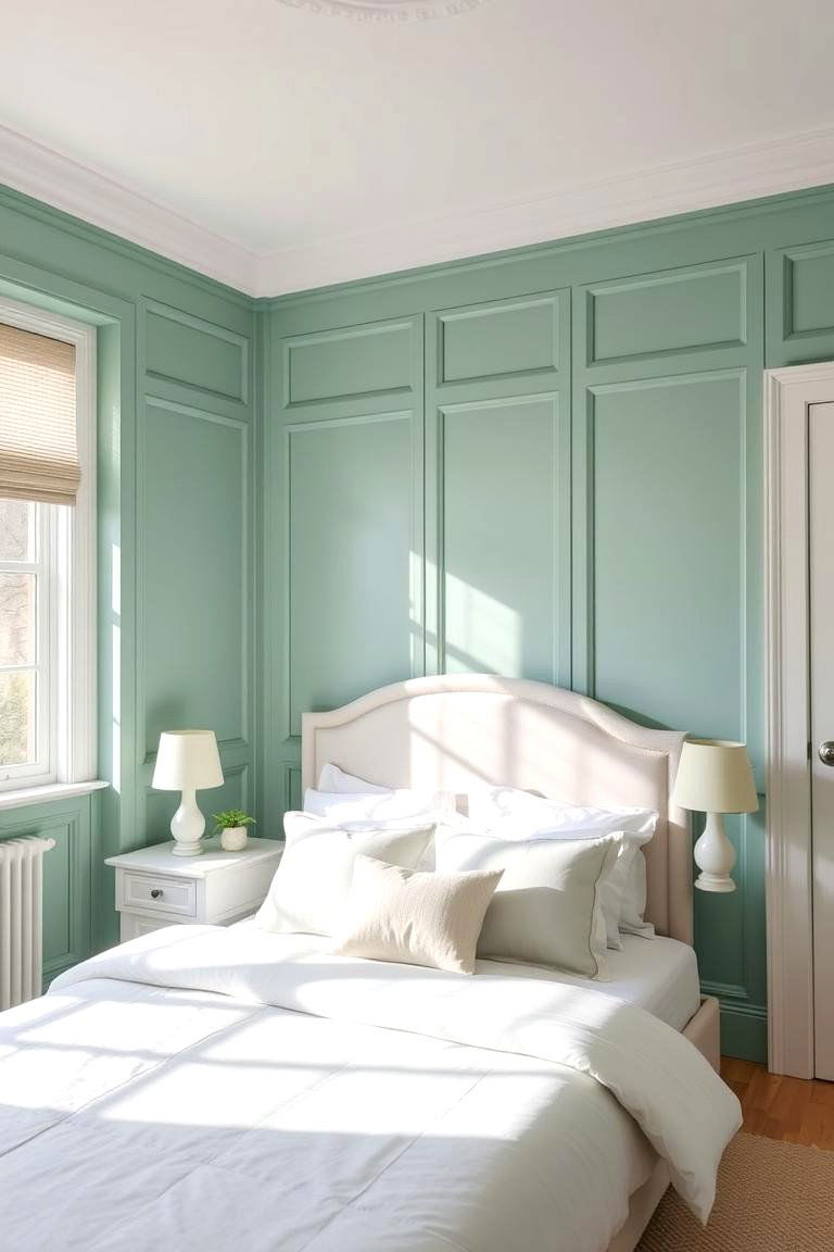 Mint Green Refreshing Retreat Panelling - 24 Green Panelling Bedroom Ideas