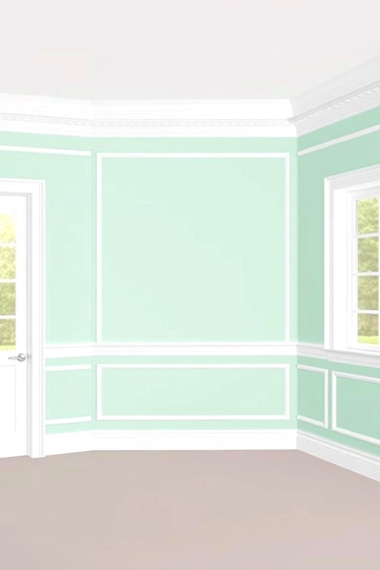 Mint Green Walls with White Trim for a Clean Look - 24 Mint Green Bathroom Ideas