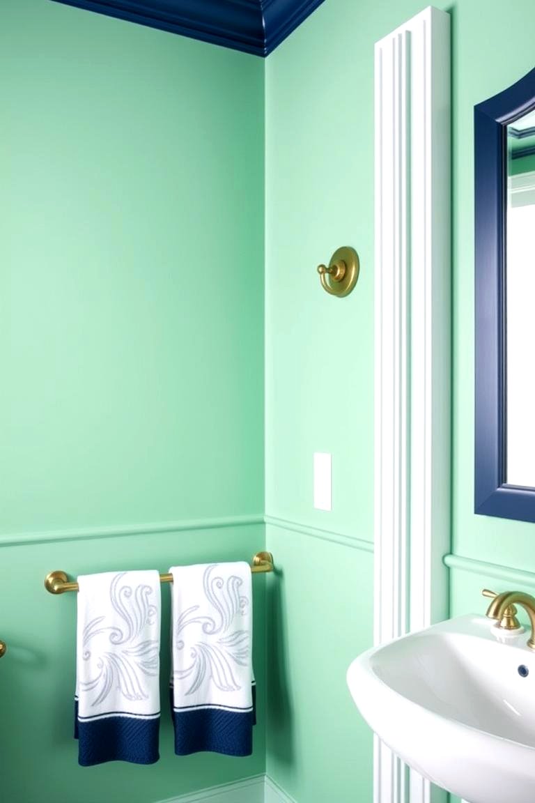 Mint Green and Navy Blue for a Bold Contrast - 24 Mint Green Bathroom Ideas