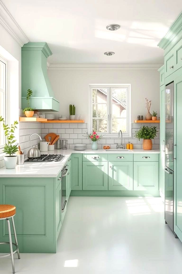 Mint Green and White - 24 Floor and Wall Color Ideas