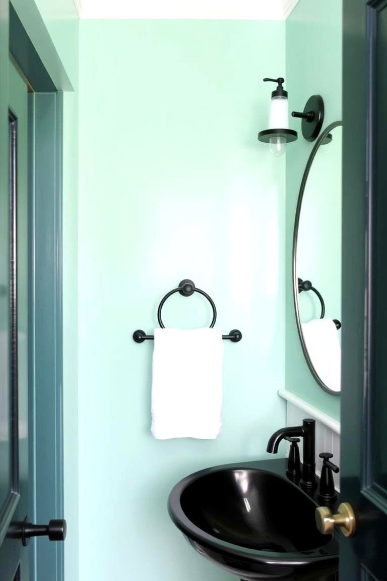 Mint Green with Black and White Contrast - 24 Mint Green Bathroom Ideas