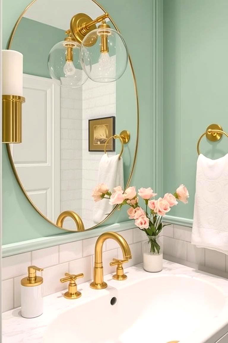Mint Green with Shiny Metallic Finishes - 24 Mint Green Bathroom Ideas