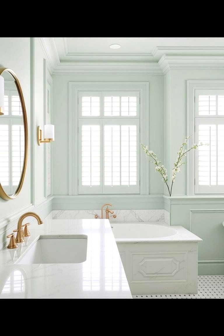Mint Green with White Marble for Classic Elegance - 24 Mint Green Bathroom Ideas