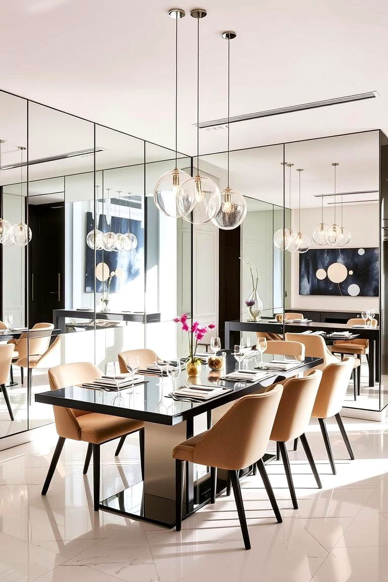 Mirror Accents Elegance - 24 Glam Dining Room Ideas