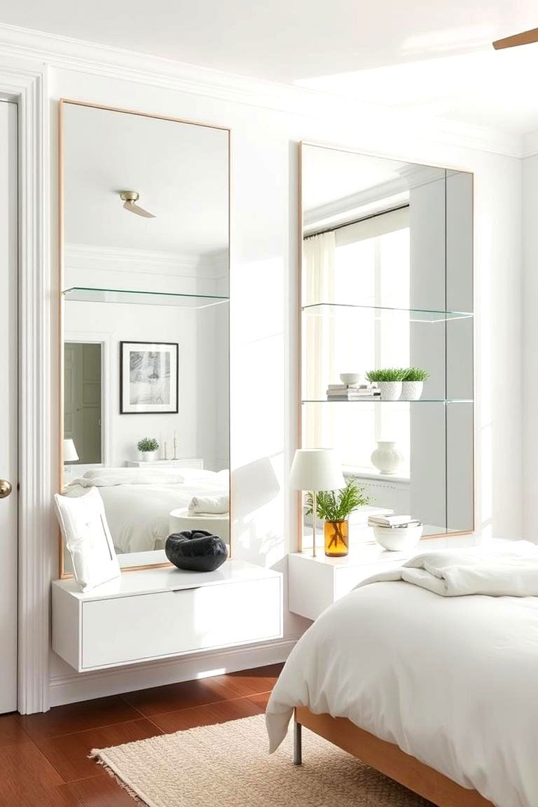 Mirror Backed Shelves - 24 Bedroom Shelving Ideas