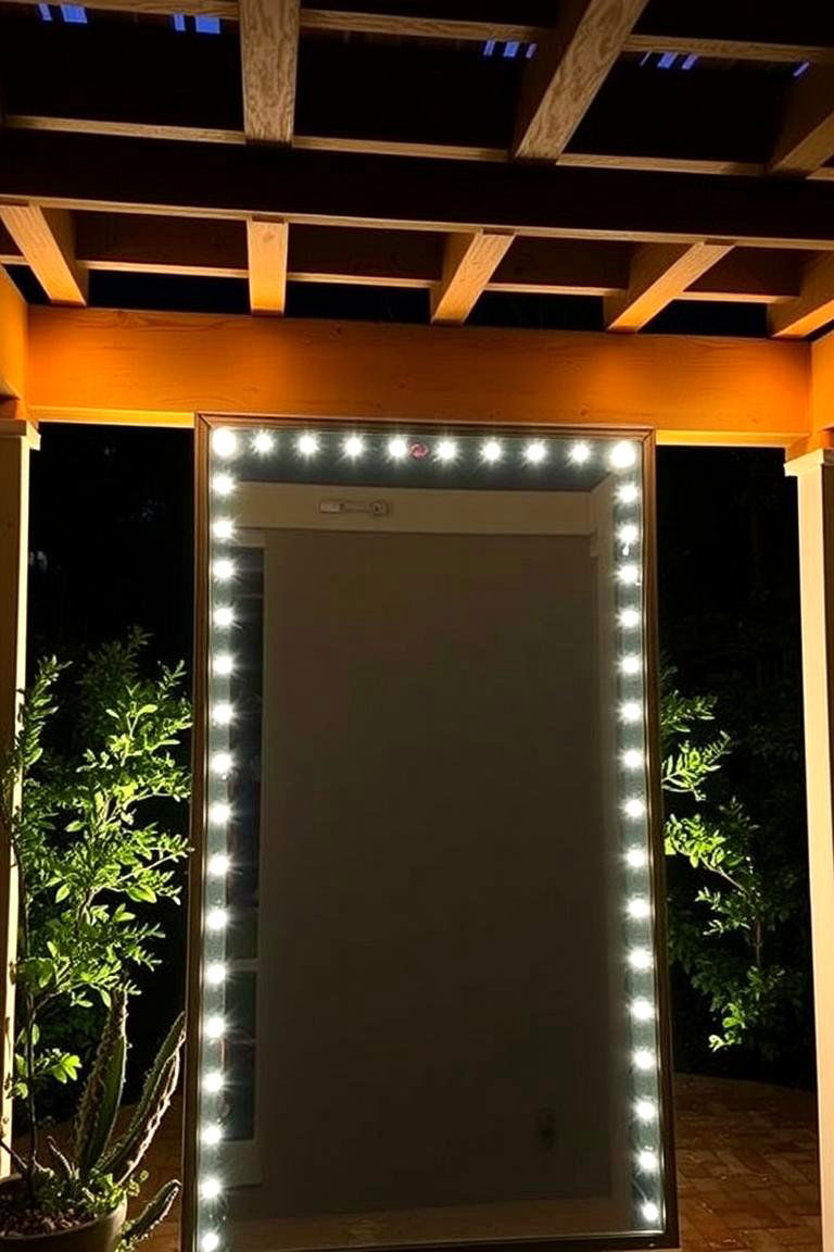 Mirror Backlighting for Enhanced Depth - 24 Pergola Lighting Ideas