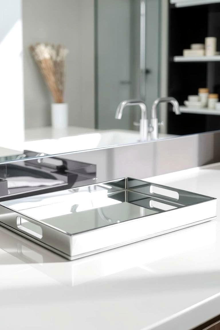 Mirror Finish Reflection Tray - 24 Bathroom Tray Ideas