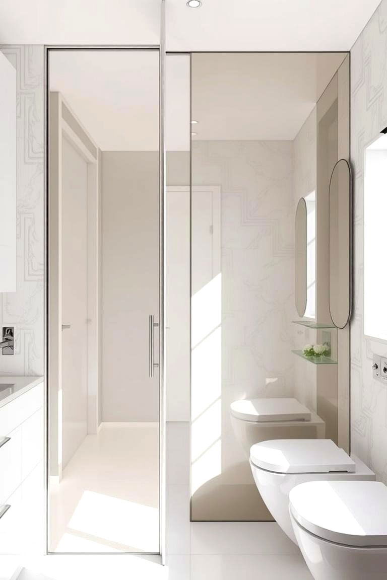 Mirror Infused Pocket Door - 24 Bathroom Pocket Door Ideas