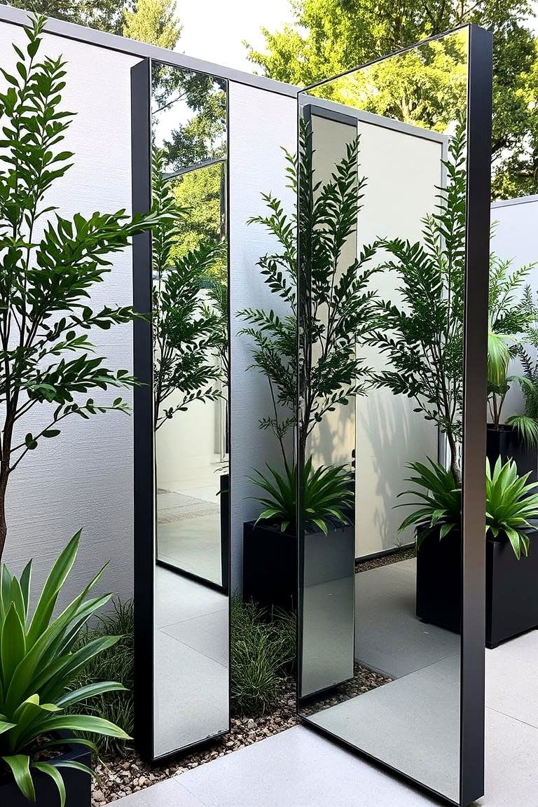Mirror Panels Strategically Placed - 24 Outdoor Privacy Screen Ideas