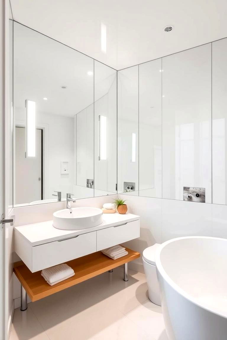 Mirror Panels for a Bright Reflective Space - 24 Bathroom Wall Paneling Ideas
