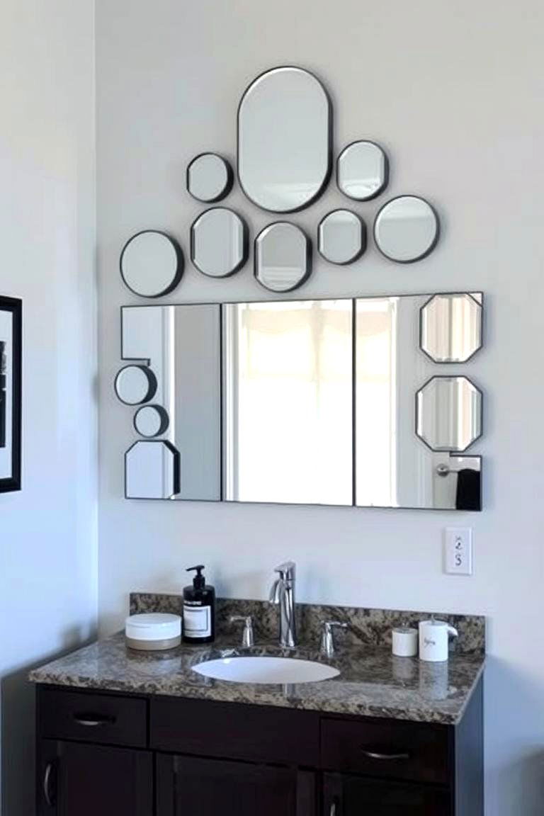 Mirror Wall Art for an Expansive Feel - 24 Bathroom Art Ideas