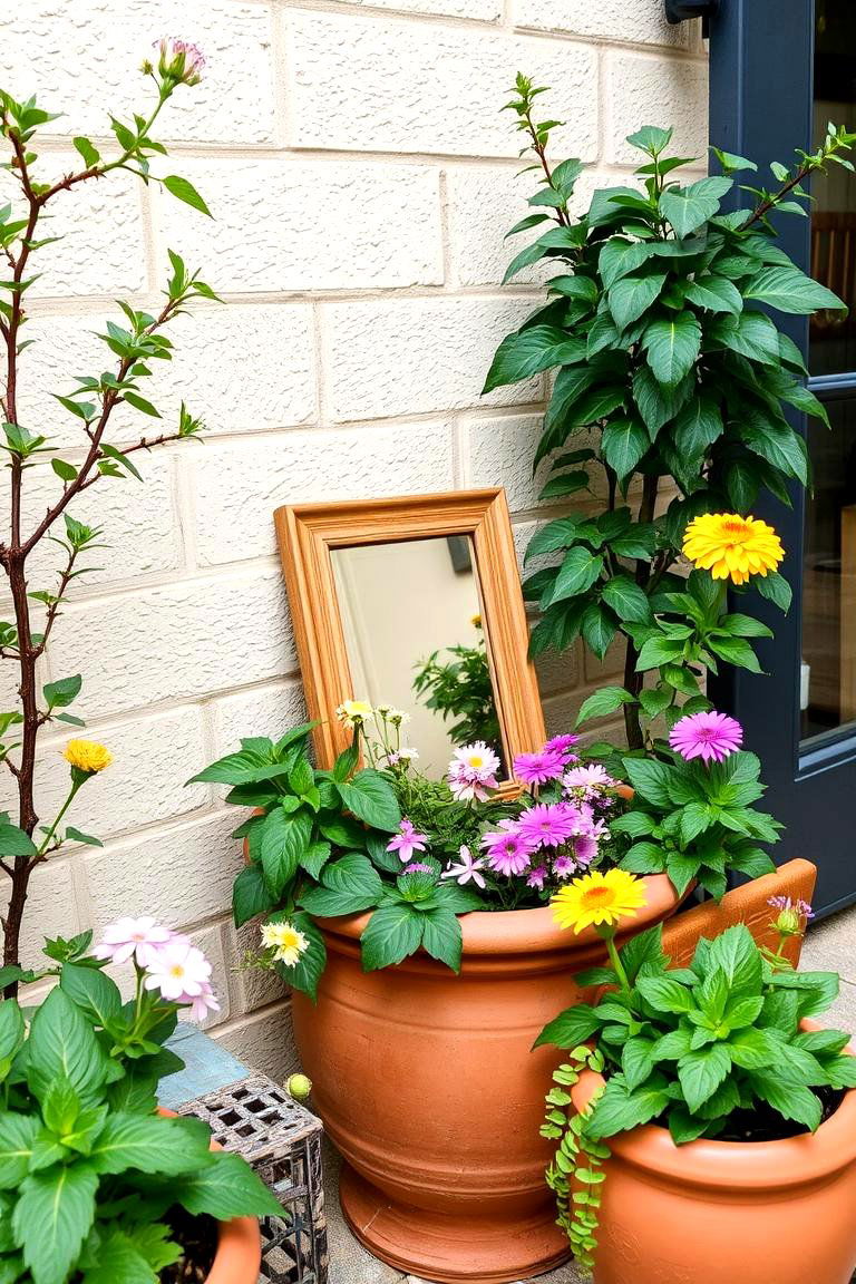 Mirror in a Pot - 24 Garden Mirror Ideas