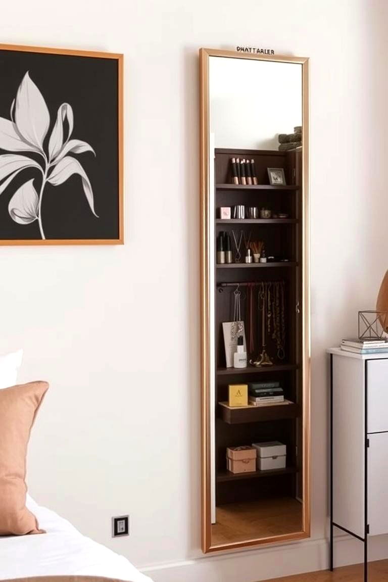 Mirror with Built in Storage - 24 small bedroom storage ideas