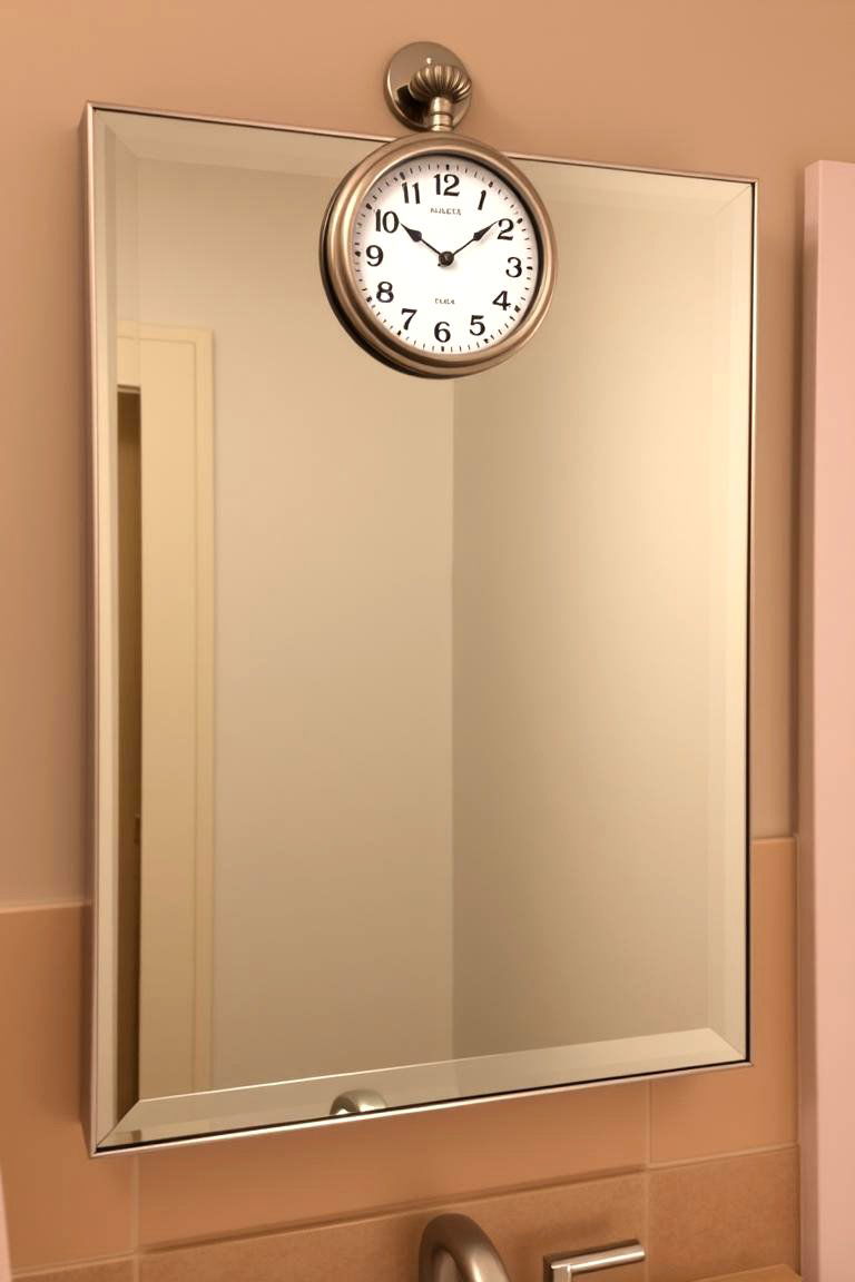 Mirror with Clock for Added Functionality - 24 Bathroom Mirror Ideas