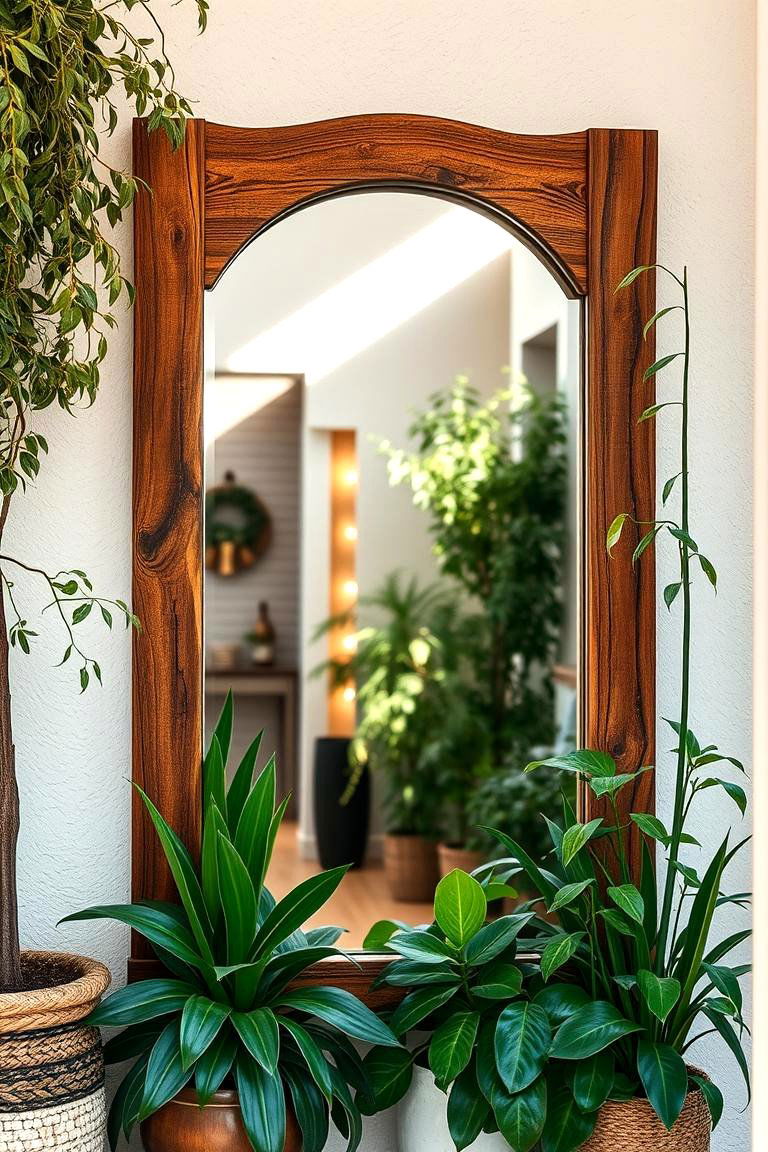 Mirror with Rustic Wooden Frame - 24 Entryway Mirror Ideas