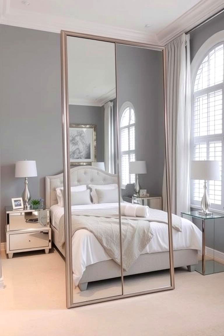Mirrored Accents - 24 Grey and White Bedroom Ideas