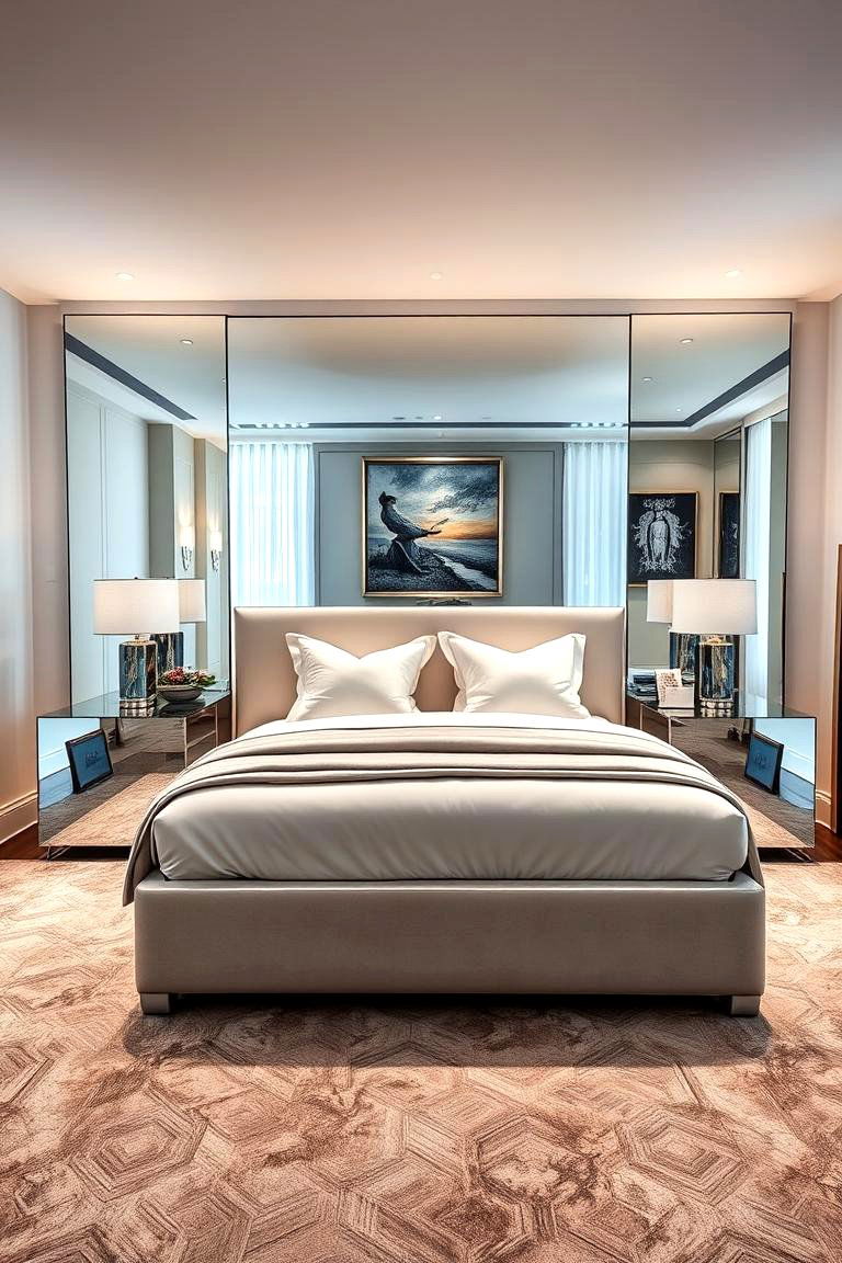 Mirrored Accents to Enhance Space and Light - 24 luxury modern bedroom ideas