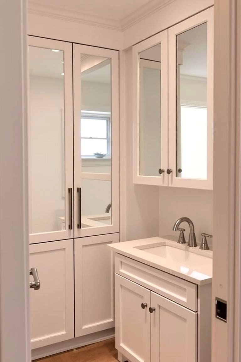 Mirrored Cabinet Doors - 24 Small Ensuite Design Ideas