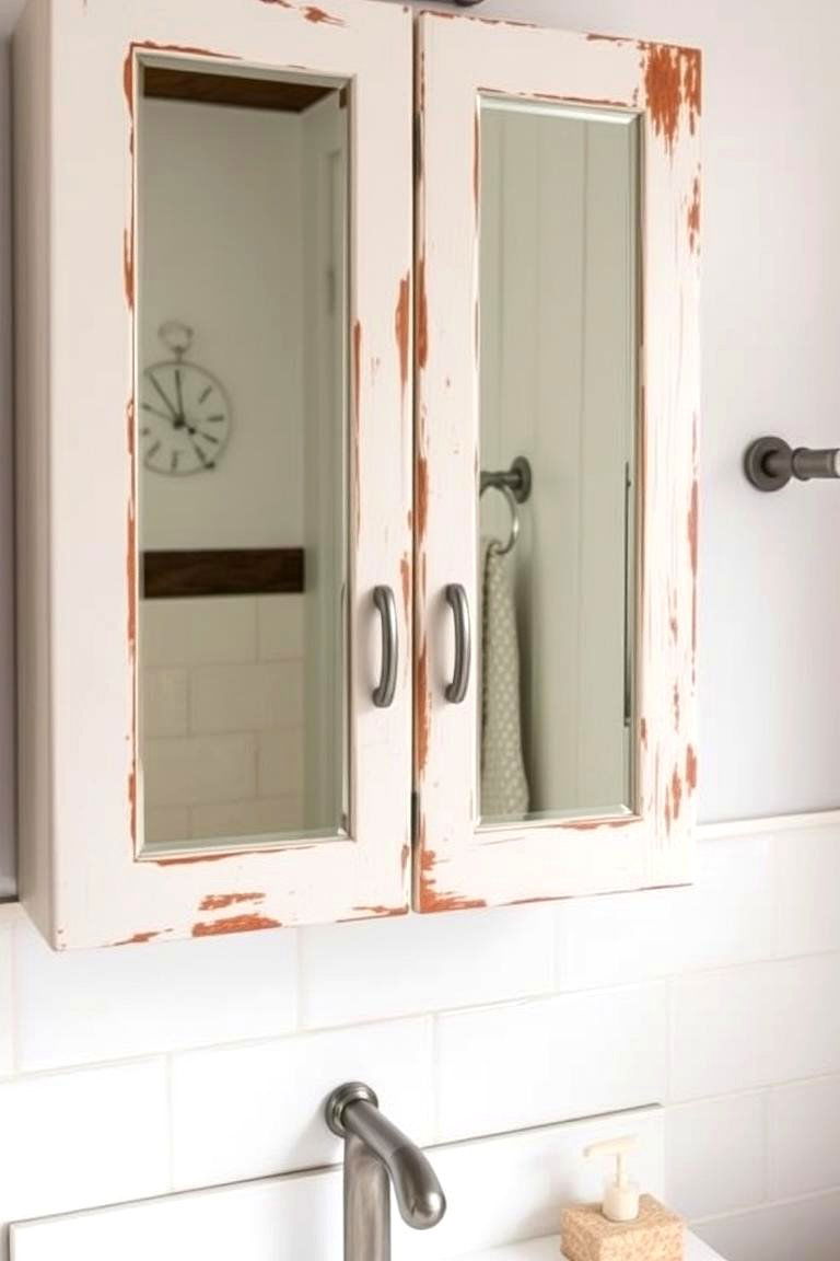 Mirrored Cabinet with Farmhouse Charm - 24 Farmhouse Bathroom Mirrors Ideas
