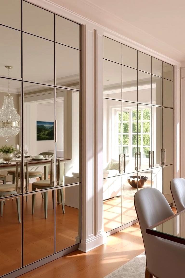 Mirrored Cabinets for Enhanced Light - 24 Dining Room Storage Ideas