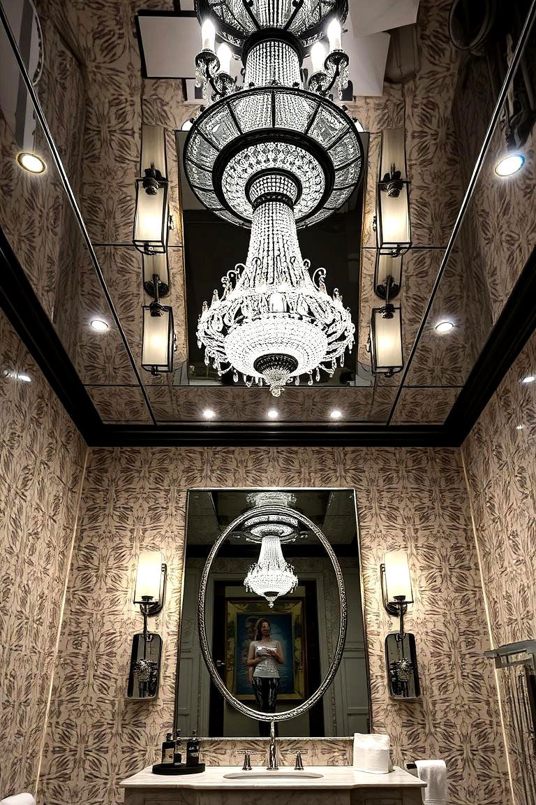 Mirrored Ceiling Magic - 24 Maximalist Bathroom Design Ideas