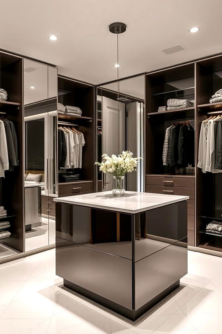 Mirrored Closet Island - 24 Closet Island Ideas
