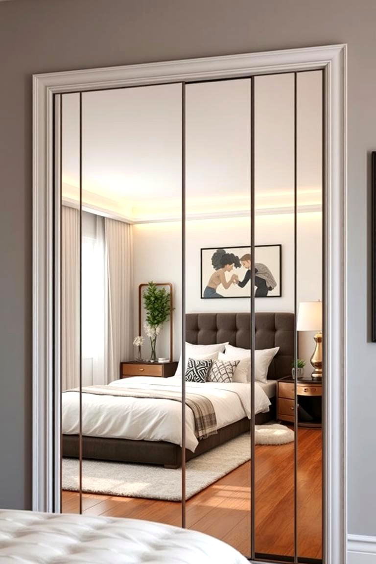 Mirrored Door Decor for a Spacious Illusion - 24 Bedroom Door Decorating Ideas
