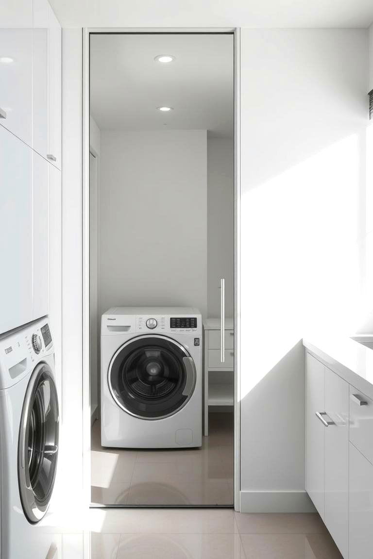 Mirrored Door for Light Enhancement - 24 Laundry Room Door Ideas