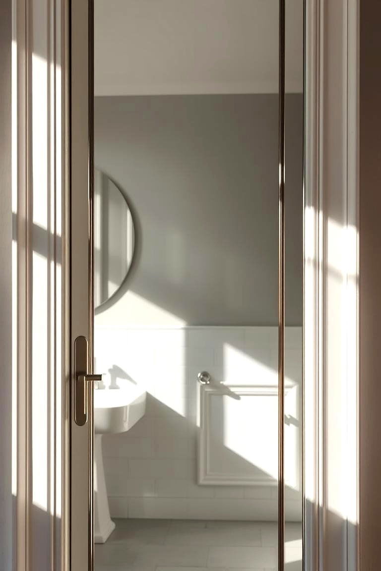 Mirrored Door for Reflection and Light - 24 Bathroom Door Ideas