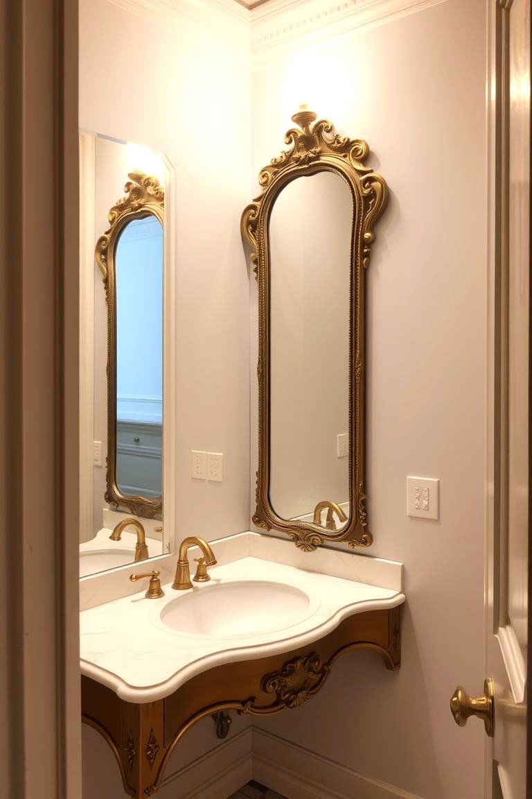 Mirrored Elements for Reflection and Light - 24 Eclectic Powder Room Ideas