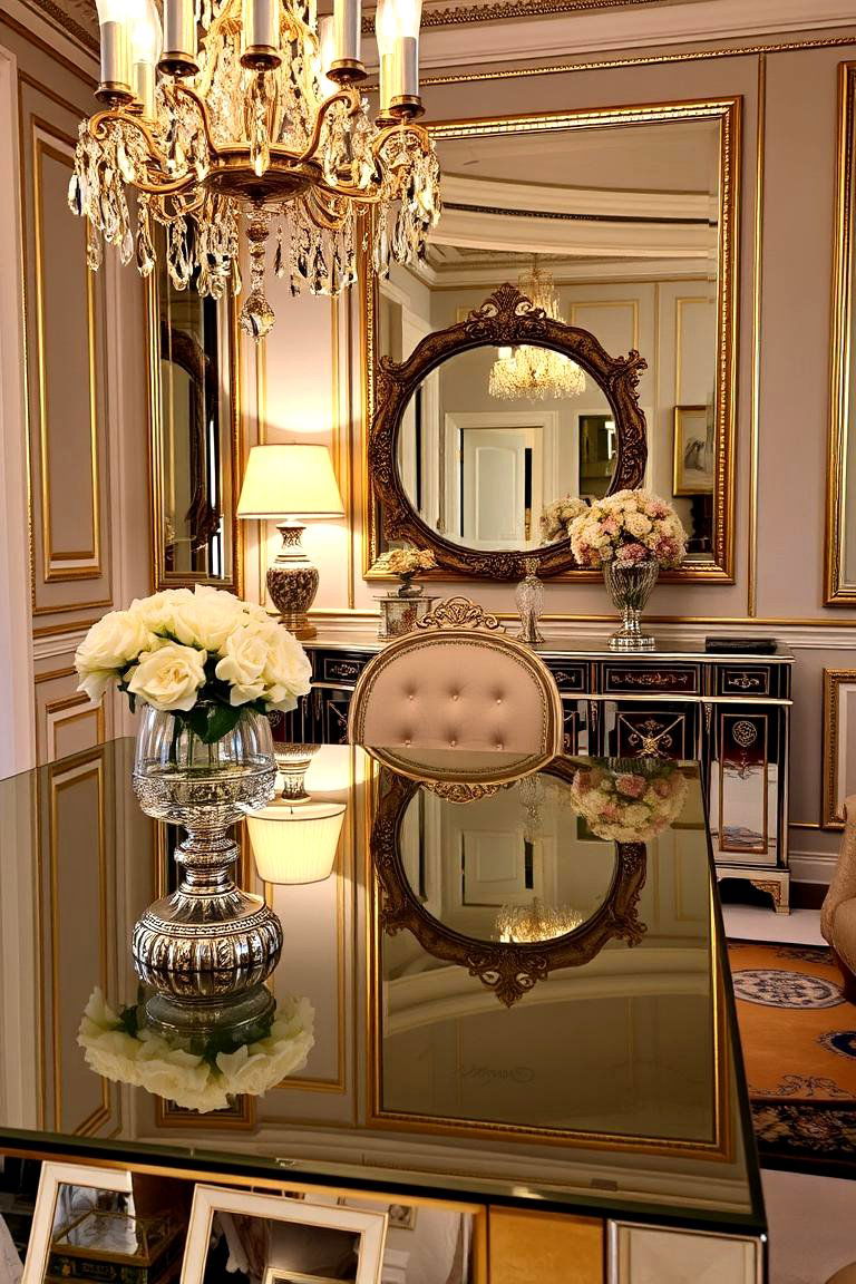 Mirrored Furniture Pieces - 24 Art Deco Dining Room Ideas