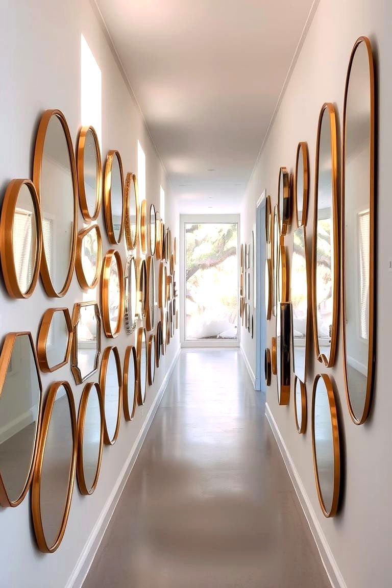 Mirrored Gallery Wall - 24 hallway mirror ideas