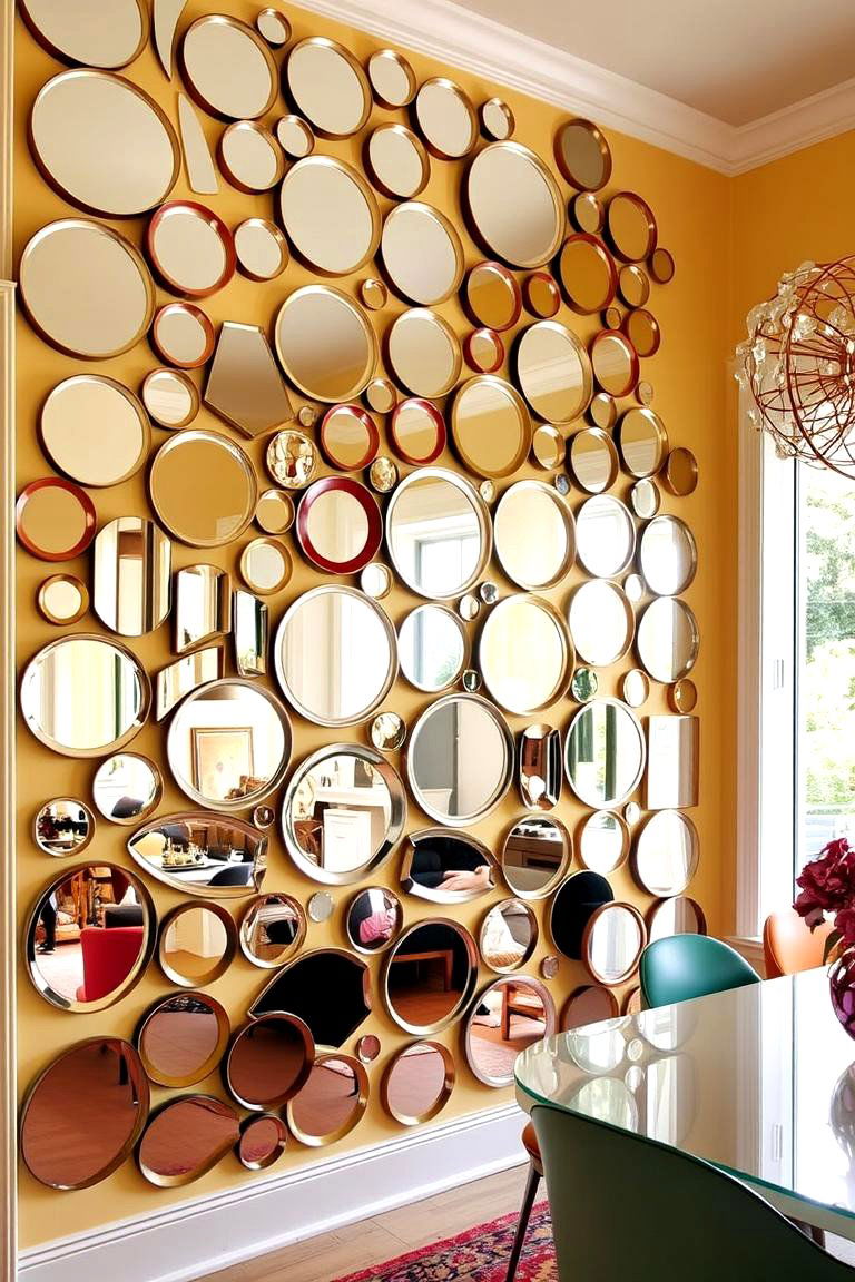 Mirrored Gallery Wall - 24 Dining Room Mirror Ideas