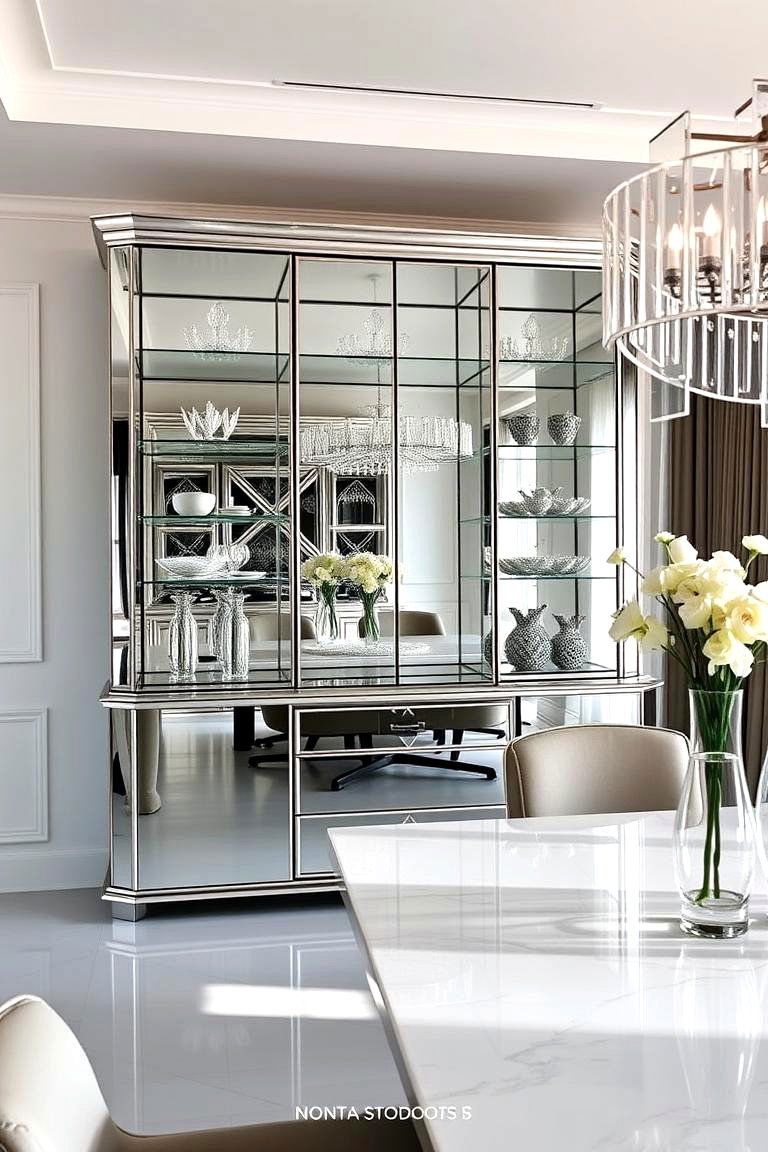 Mirrored Hutch - 24 Dining Room Hutch Ideas