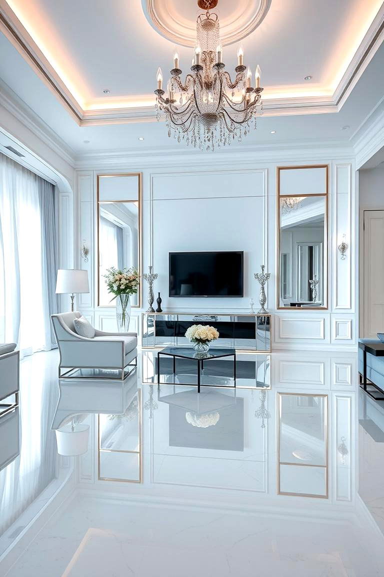 Mirrored Luxe Wainscoting - 24 Living Room Wainscoting Ideas