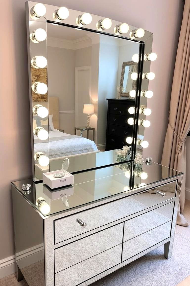Mirrored Makeup Vanity for Added Glamour - 24 Makeup Vanity Ideas