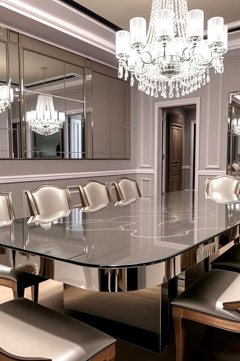 Mirrored Surfaces and Glossy Finishes - 24 Art Deco Dining Room Ideas
