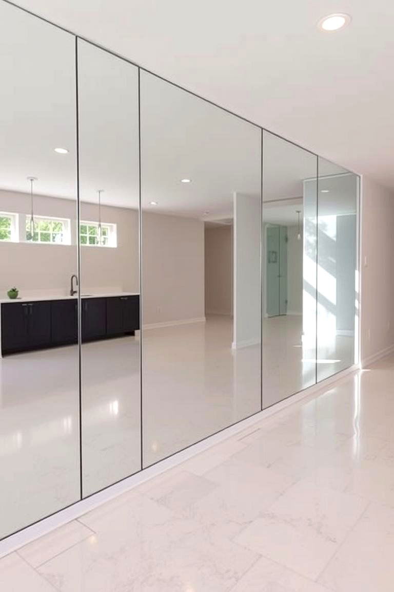 Mirrored Wall - 24 Basement Accent Wall Ideas
