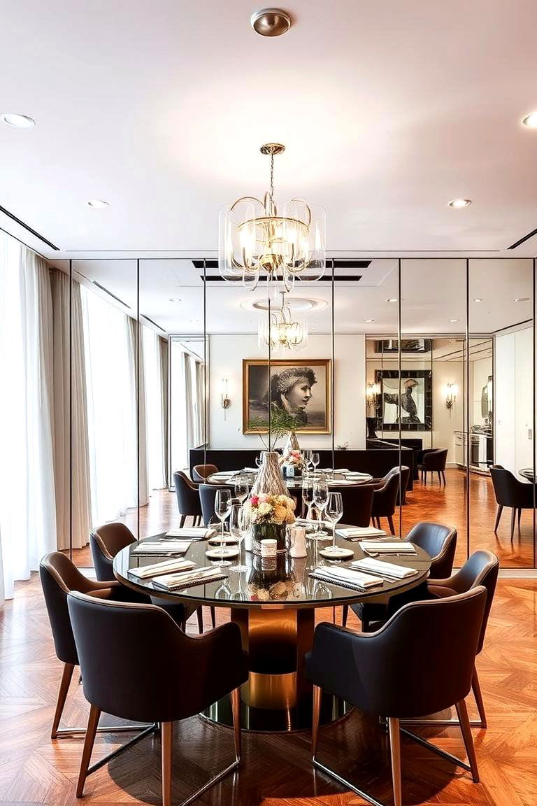Mirrored Walls for Added Dimension - 24 Modern Dining Room Ideas