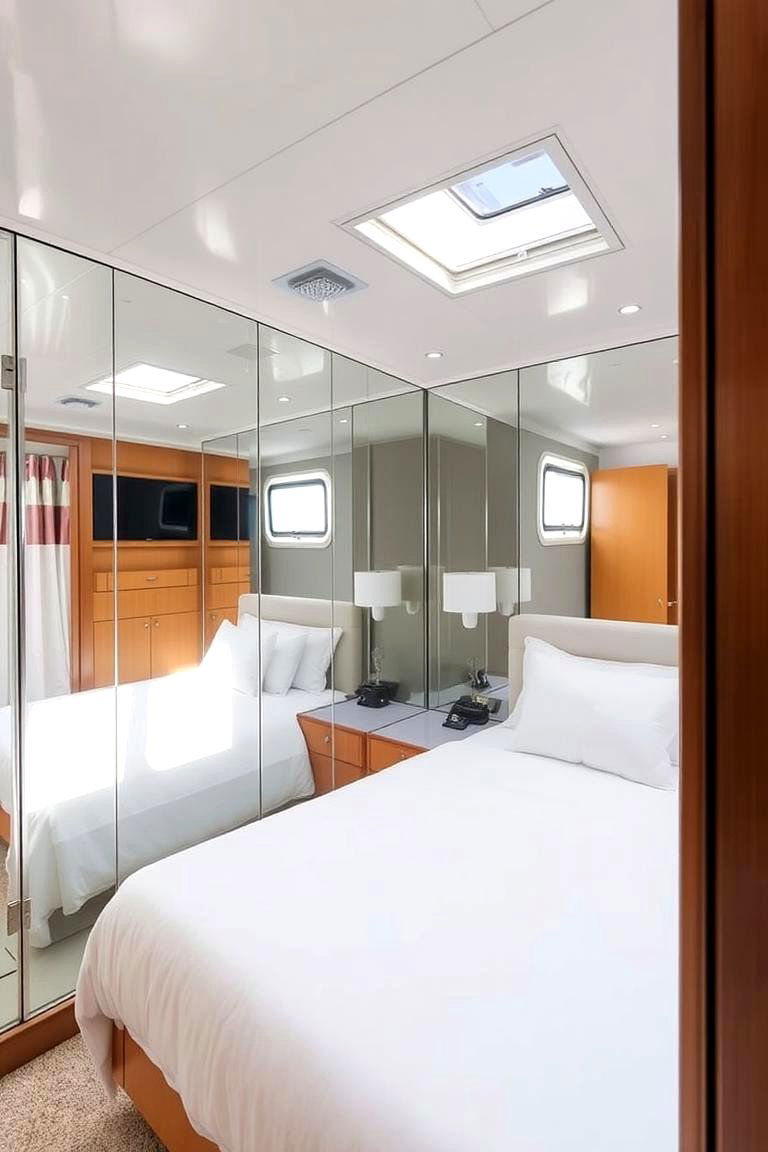 Mirrored Walls or Accents to Enhance Space - 24 yacht bedroom ideas