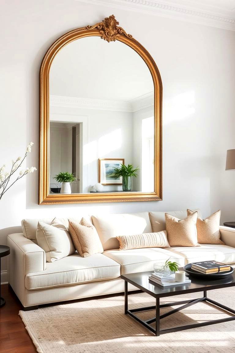 Mirrors for Illusion of Space - 24 Apartment Small Living Room Ideas