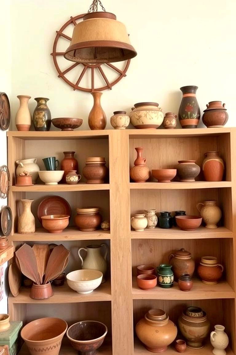 Mismatched Pottery Decor - 24 Cottagecore Interior Design Ideas