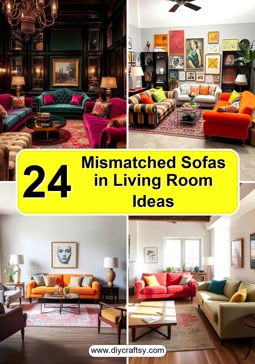 Mismatched Sofas in Living Room Ideas