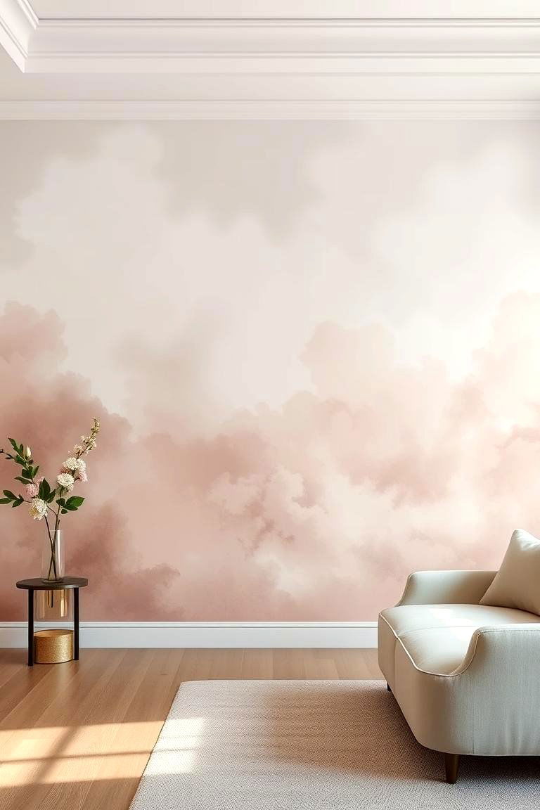 Misty Cloud Accent Wall - 24 Cloud Themed Bedroom Ideas