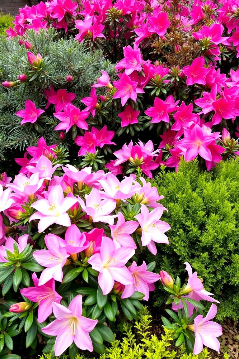 Mix Azaleas with Evergreens - 24 Azalea Garden Ideas