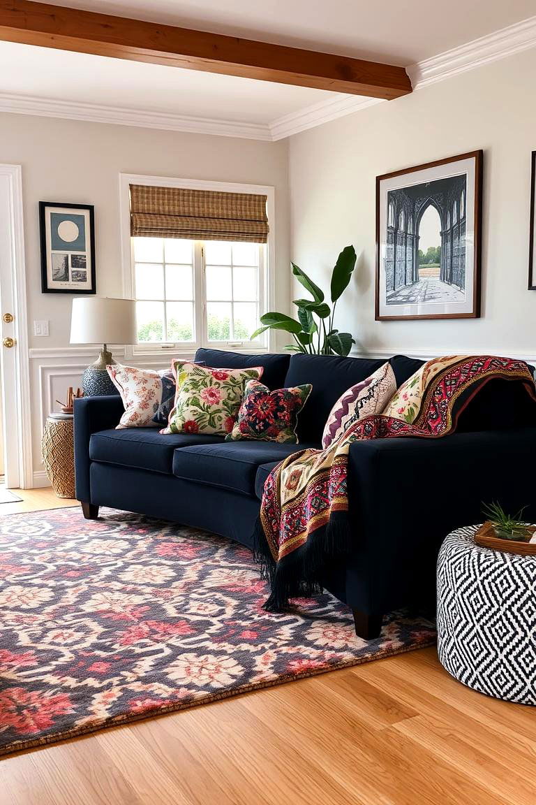 Mix Patterns Boldly - 24 Moody Boho Living Room Ideas