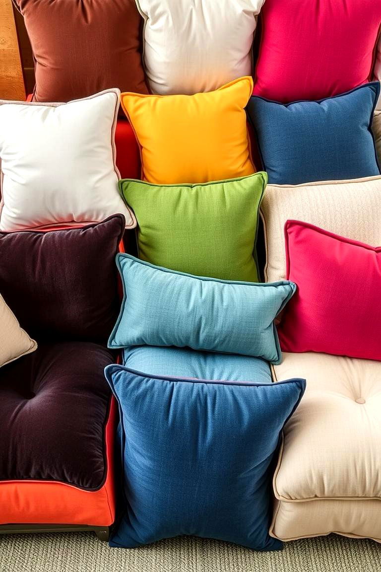 Mix and Match Cushioned Set Up - 24 Bedroom Seating Area Ideas