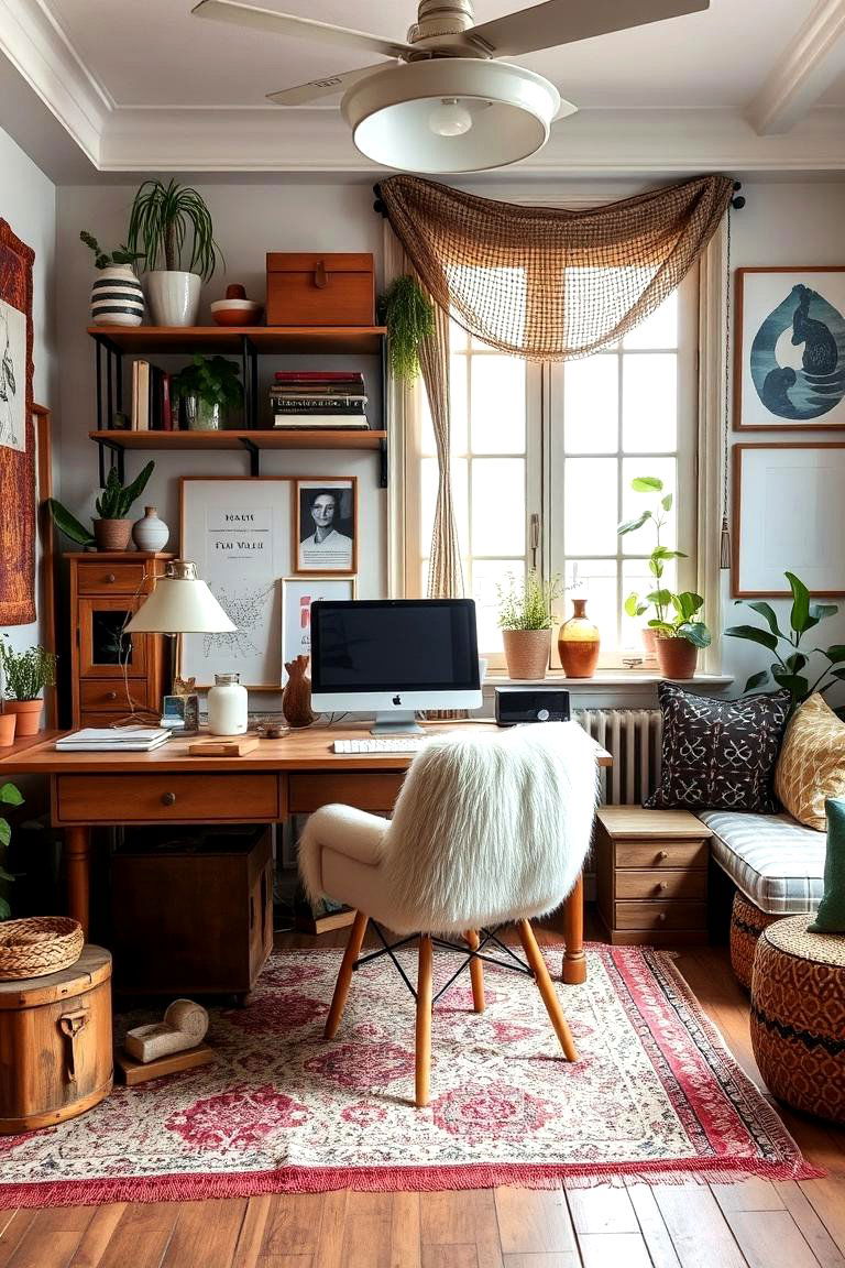 Mix and Match Furniture - 24 Bohemian Home Office Ideas