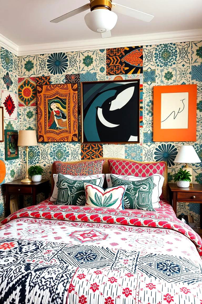 Mix and Match Pattern Magic - 24 Grandmillennial Style Bedroom Ideas